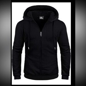 Men's Black Quilted Hoodie Jacket